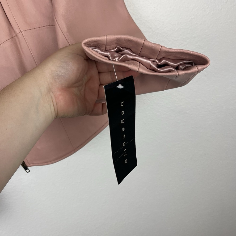 Bagatelle Women's Petite 14 Light Pink Leather Zip Jacket - Picture 13 of 16